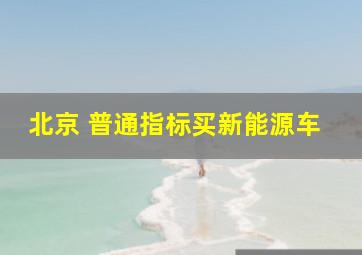 北京 普通指标买新能源车